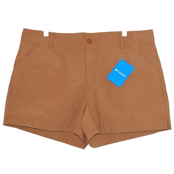 NWT COLUMBIA Women's Camel Brown Washed Out 4" Inseam Chino Shorts Regular Fit - Picture 2 of 8